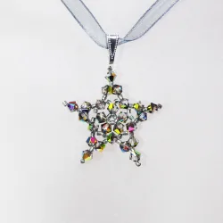 Pendant 40cm - Pavo-Gray Organza - Pendant 40cm - Laiton argenté